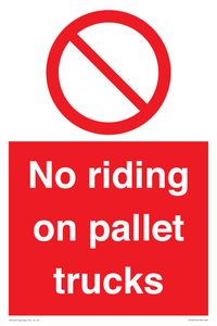 No riding on pallet trucks